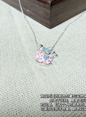 S999足银彩色小马天马行空吊坠项链女轻奢小众甜美高级感银项链