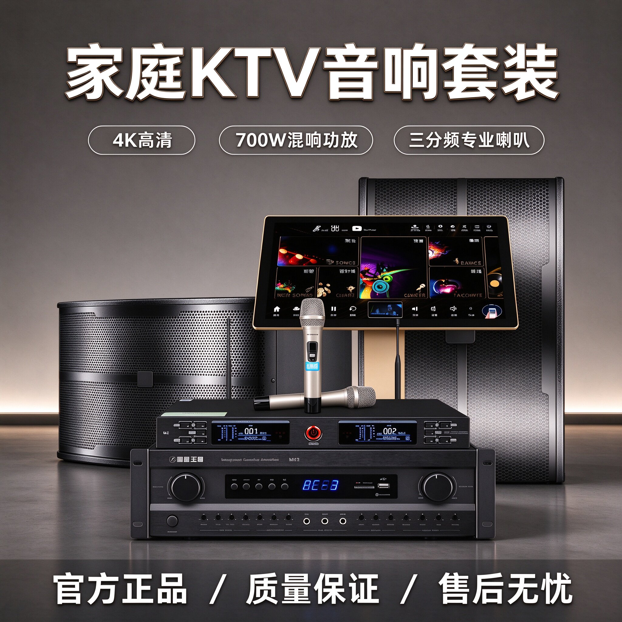 爵式家庭影院ktv音响轻奢套装一体专业功放家用卡拉ok点歌机音箱