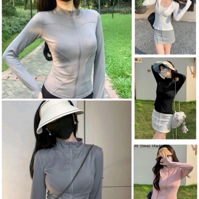 明星小*野同款防晒衣大帽檐披肩防紫外线夏季户外运动短款开衫