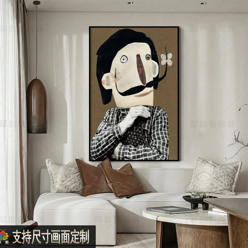 样板间客厅抽象艺术挂画民宿酒店房间壁画现代软装竖版装饰画定制图片