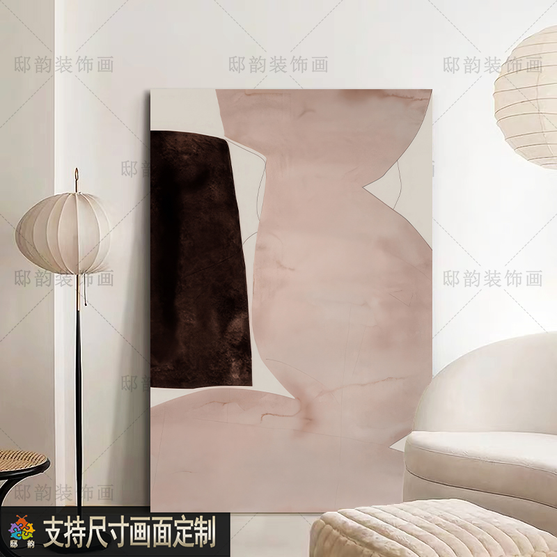 抽象极简高级感沙发背景墙装饰画侘寂风客厅餐厅过道挂画无框定制图片