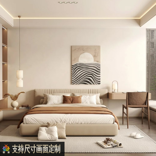 现代简约抽象极简卧室床头挂画客厅装饰画样板房餐厅过道玄关壁画