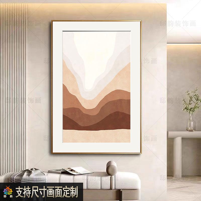 极简奶油风客厅样板间装饰画现代过道玄关晶瓷画民宿酒店软装挂画