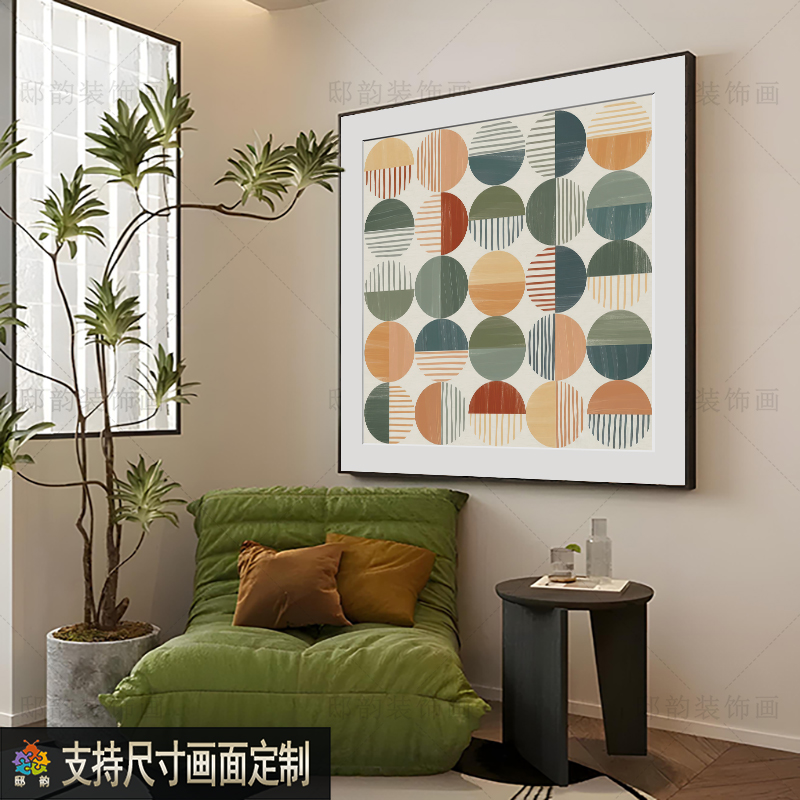 现代轻奢风正方形客厅晶瓷画卧室床头软装挂画餐厅饭厅家居装饰画图片
