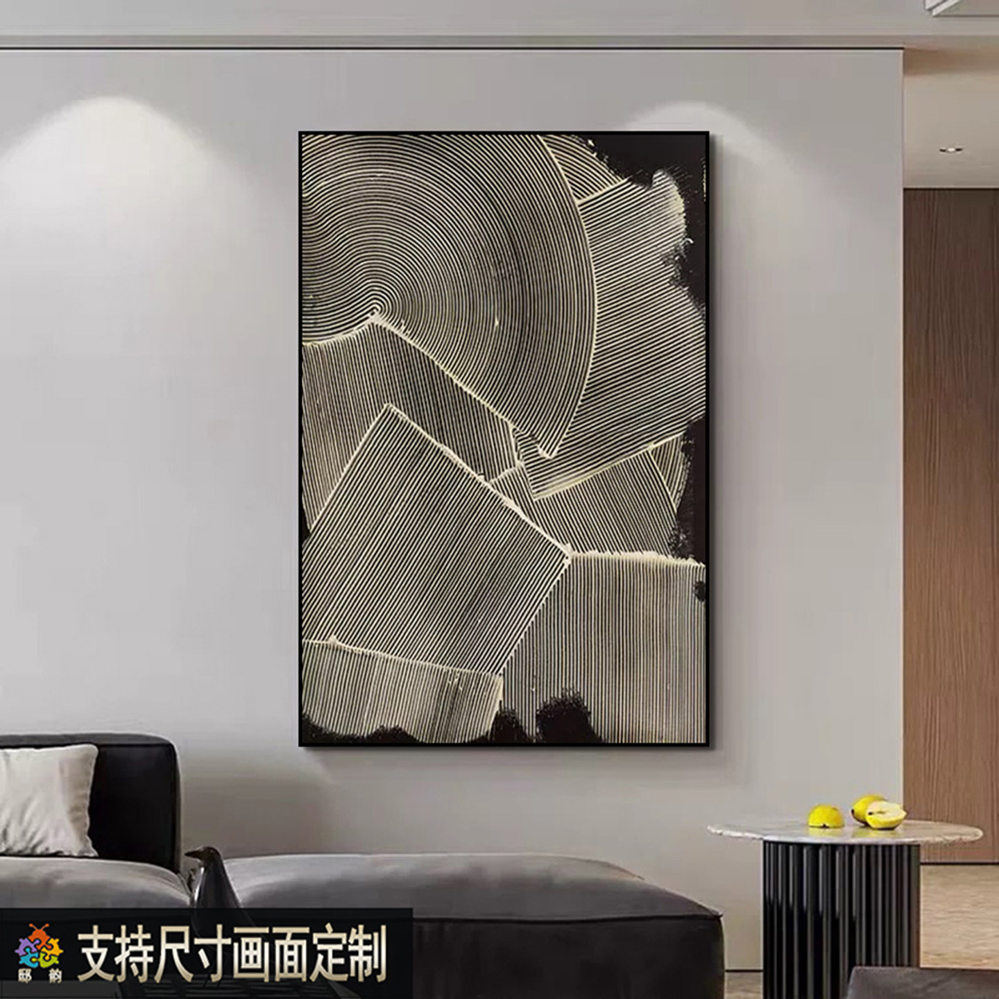 意式轻奢新款沙发背景墙挂画砂岩肌理极简客厅餐厅壁画玄关装饰画