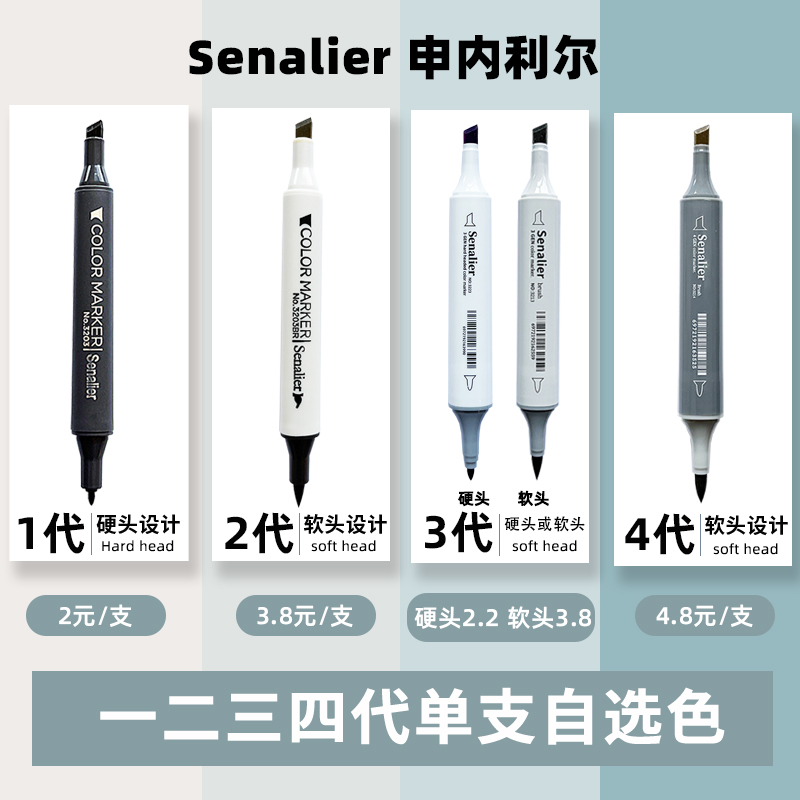 Senalier申内利尔二代三代软头马克笔单支自选单只进口0号色无色黑色肤色手绘专业动漫马克笔套装-封面