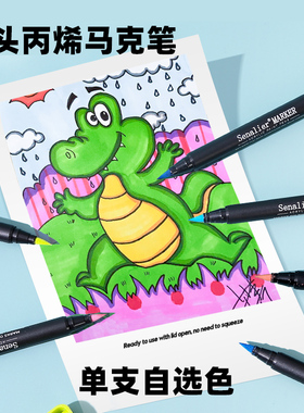 单支自选Senalier申内利尔 软头丙烯马克笔套装防水软头DIY画鞋相册丙烯颜料马克笔彩色涂鸦笔学生儿童