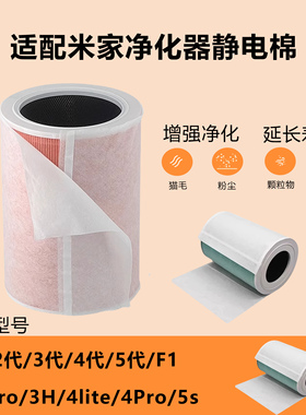 适配小米空气净化器滤芯静电棉1234代2S/4Pro初效防尘F1/5S/4lite