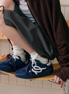 Talitaqoom焦糖系列2025年秋季新款蓝白刺绣厚底复古德训鞋tq女鞋