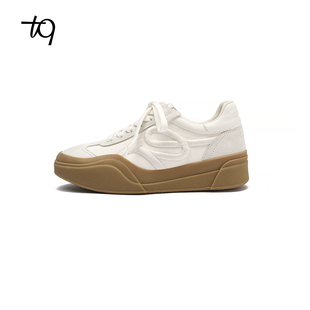 Talitaqoom2026春季新款焦糖加厚刺绣德训鞋日常小白鞋tq女休闲鞋