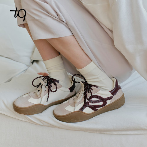 Talitaqoom2026年春季新款春夏百搭厚底焦糖立体花瓣德训鞋tq女鞋