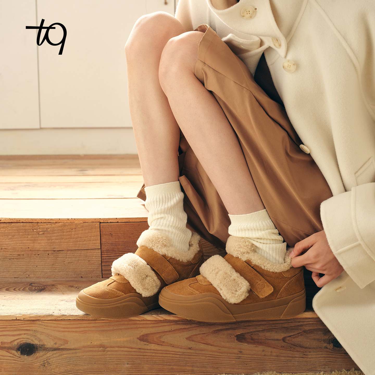 Talitaqoom雪绒焦糖2026冬季新款加绒保暖德训厚底毛毛休闲鞋tq女