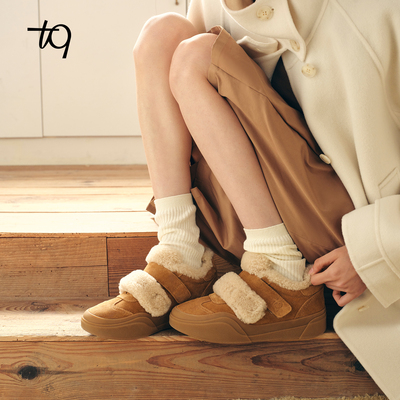 Talitaqoom雪绒焦糖2025冬季新款加绒保暖德训厚底毛毛休闲鞋tq女