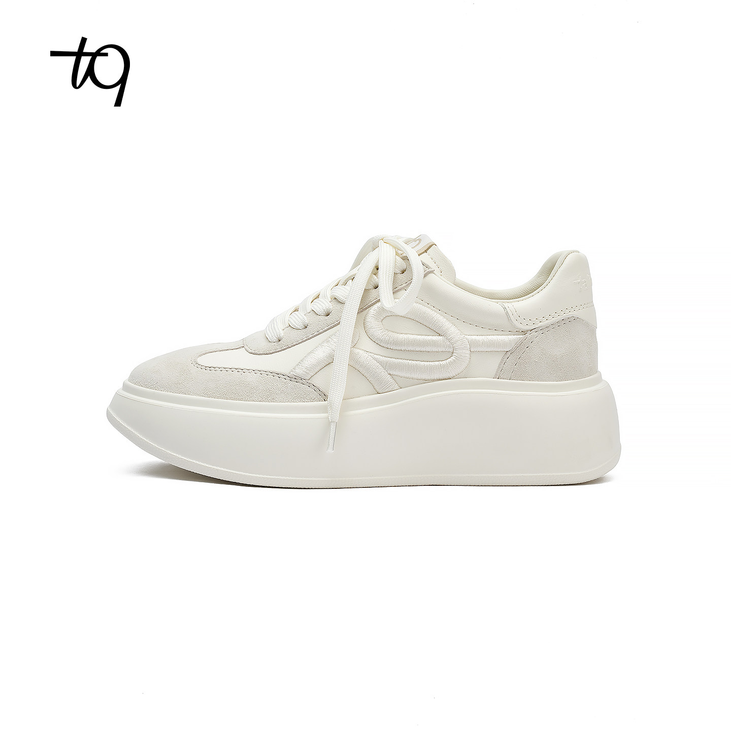 Talitaqoom2026春季新款厚底经典复古休闲白色刺绣德训鞋tq女板鞋,女鞋,德训鞋,淘宝优惠券,粉丝福利购,淘宝优惠卷