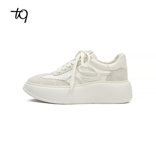 Talitaqoom2026春季新款厚底经典复古休闲白色刺绣德训鞋tq女板鞋