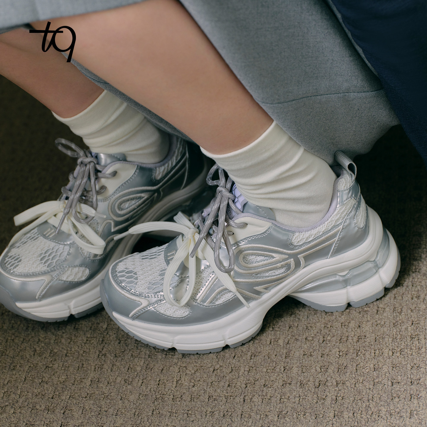 Talitaqoom2026春季新款光泽拼接刺绣双鞋带厚底老爹鞋机能风tq女,女鞋,老爹鞋,淘宝优惠券,粉丝福利购,淘宝优惠卷