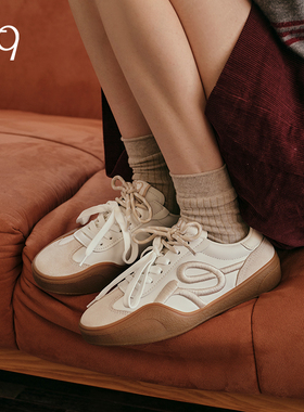 Talitaqoom焦糖系列德训鞋2025秋季新款复古tq刺绣厚底休闲板鞋女