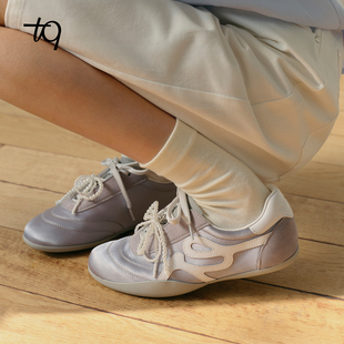 Talitaqoom2026年春季新款轻增高珍丝薄底德训鞋复古软底tq女鞋