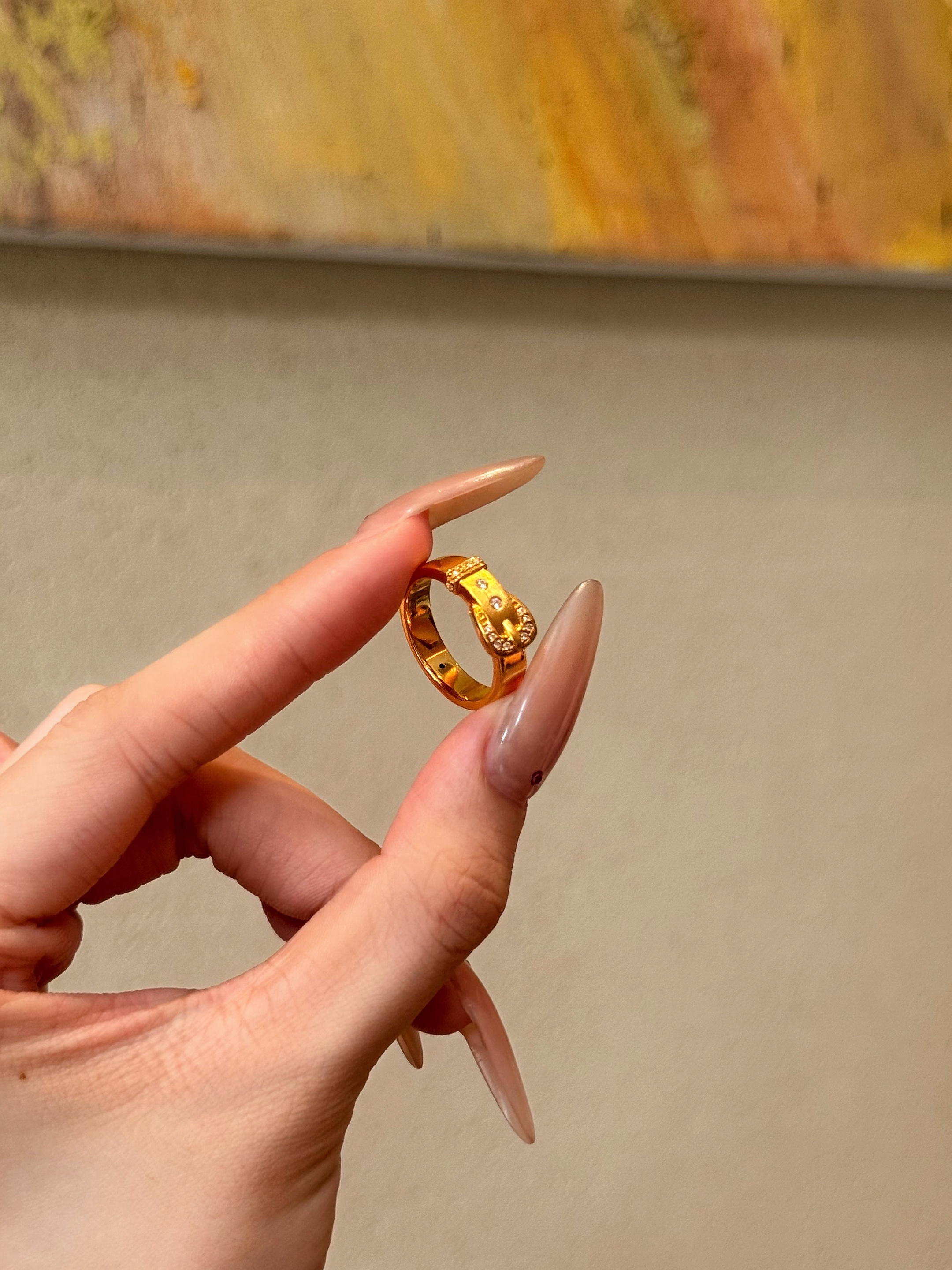 皮带戒指黄金镶嵌999足金