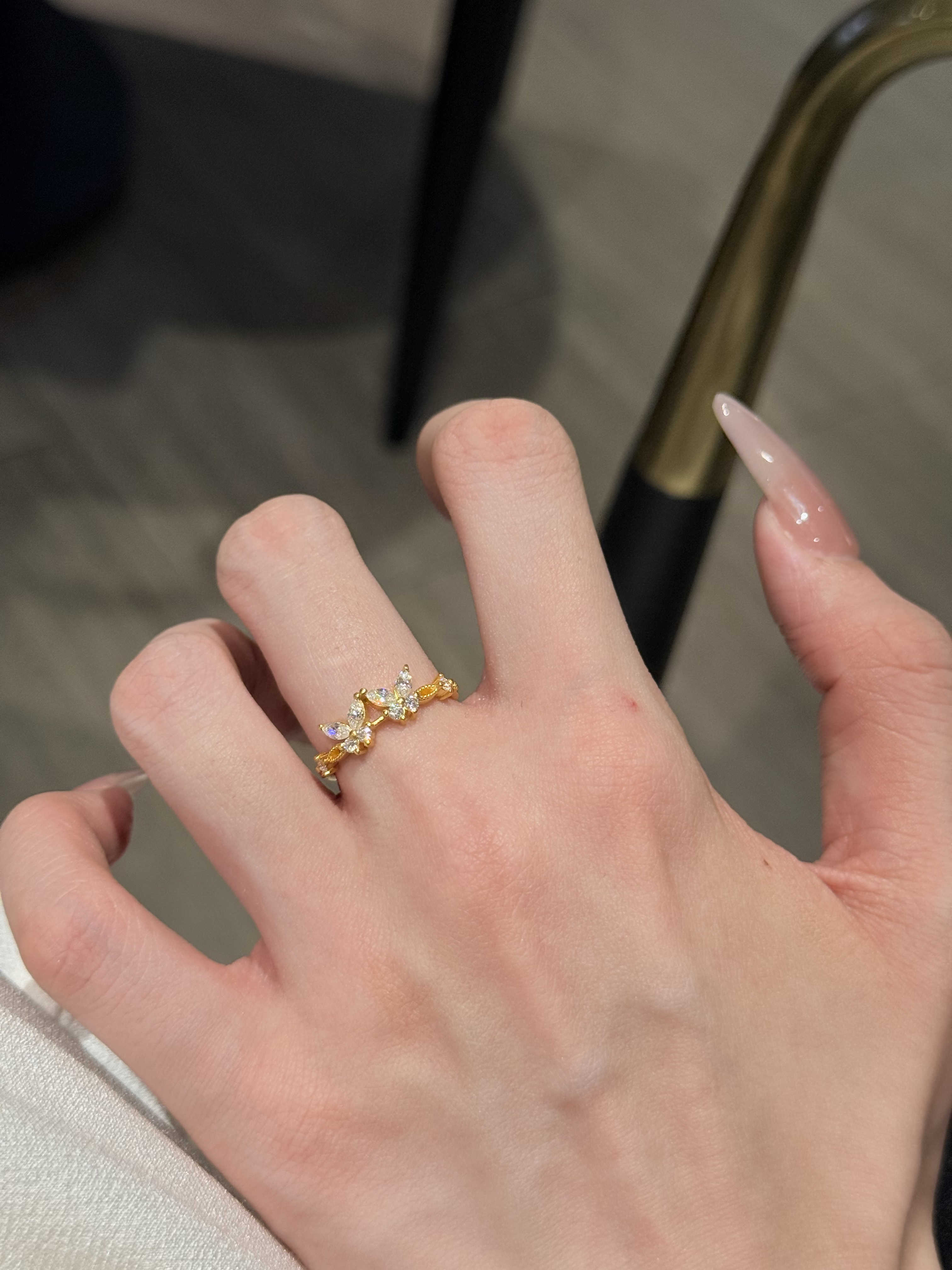 渐冻白蝶戒指黄金镶嵌999足金