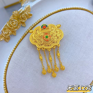 5D无氰黄金天子门生吊坠999足金锁包吊坠素金