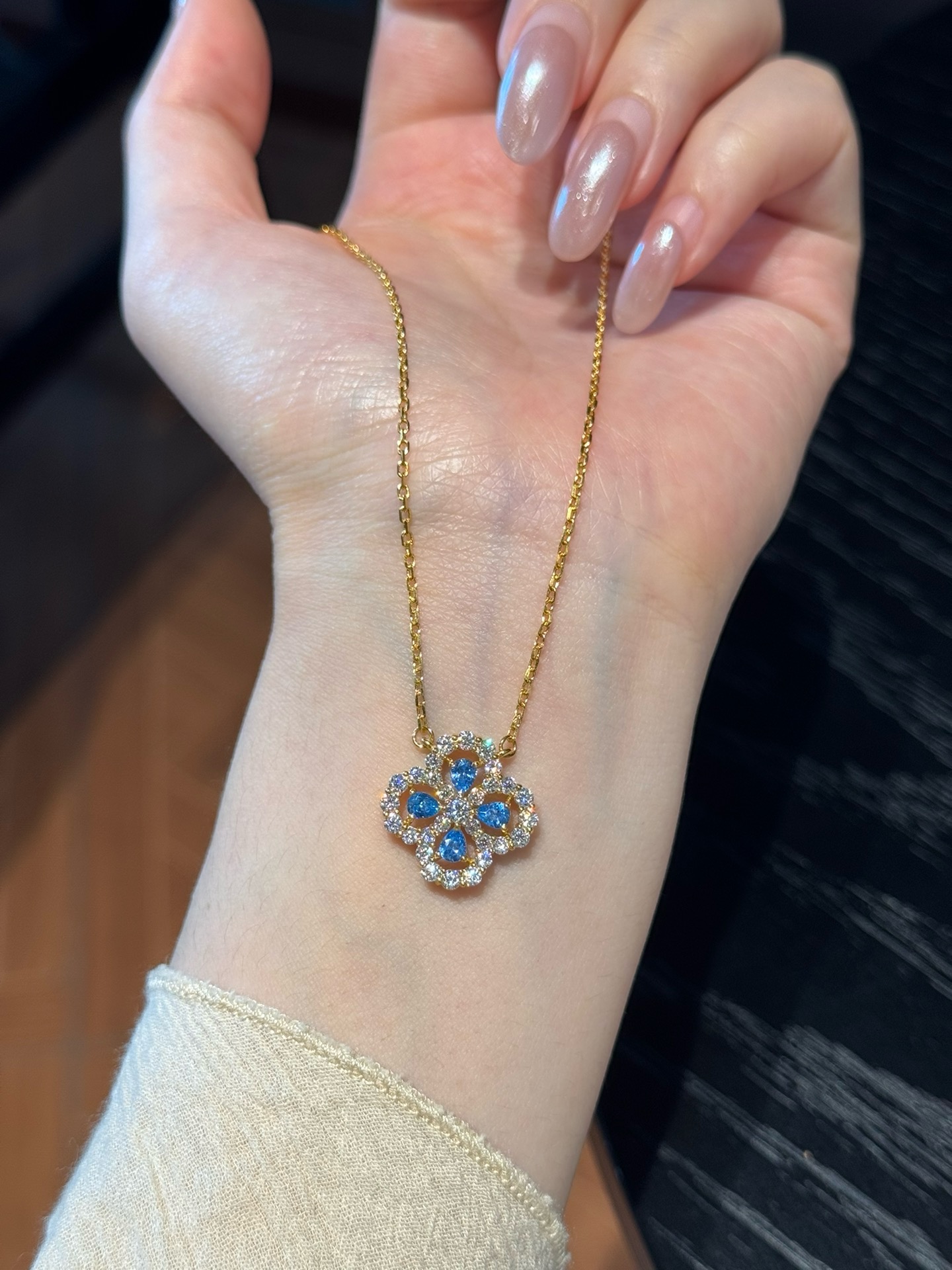 5G海瑞项链黄金镶嵌999足金