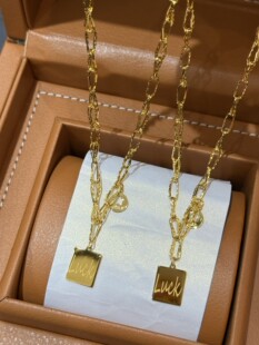 足金ins风经典 Luck项链黄金项链14.8克素金