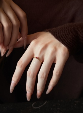 红色6D麻花小钻戒黄金镶嵌999足金