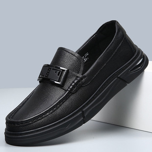 豆豆鞋 新款 男士 软底休闲一脚蹬镂空透气皮鞋 男鞋 百福鞋 秋季