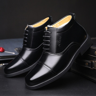 男三接头加绒保暖棉鞋 2023秋冬新款 皮鞋 商务正装 保安皮靴8102 男士