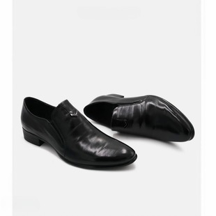 百搭德比鞋 秋冬新款 男休闲时尚 一脚蹬真皮皮鞋 尖头商务皮鞋