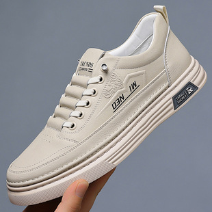 新款 手工上线牛皮青年百搭板鞋 男士 男款 潮 商务休闲皮鞋 小白鞋