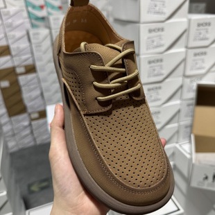 子男宽头复古休闲鞋 软底软面系带牛皮鞋 透气皮凉鞋 镂空真皮男鞋