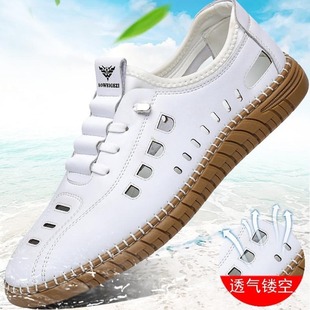 手工上线休闲包头凉鞋 2025夏季 男洞洞鞋 镂空透气皮凉鞋 男 新款