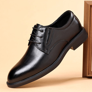 加绒皮鞋 皮鞋 商务休闲内系带男鞋 秋冬正装 男2025新款