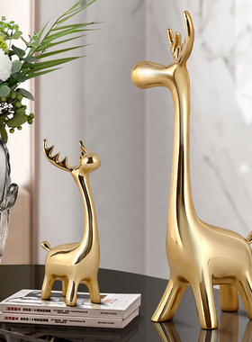 轻奢萌趣长颈鹿铜摆饰客厅玄关儿童房创意家居装饰品礼物新居礼品