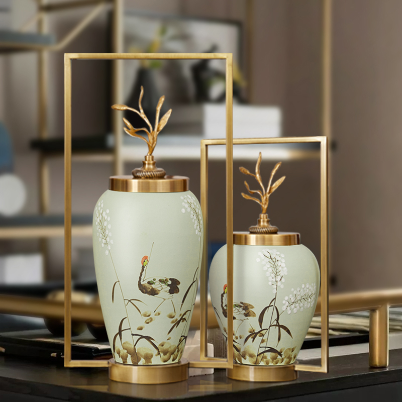 陶瓷花瓶手绘艺术中式风