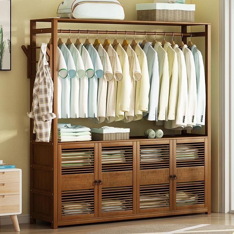 简易大衣柜宿舍大学生出租房用家用卧室木质实木小户型无门衣橱