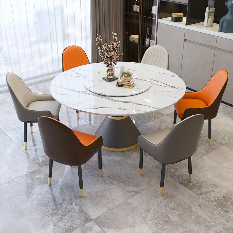 岩板餐桌家用小户型现代简约2024新款圆桌轻奢圆形饭桌餐桌椅组合