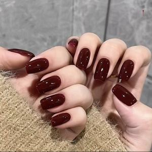 新款秋冬穿戴甲贴片可拆卸显白裸色光钻高级感长款甲片美甲爆款25