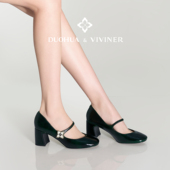 DUOHUA&VIVINER 25春夏新款 杨肸子同款 DV高定老花扣玛丽珍鞋