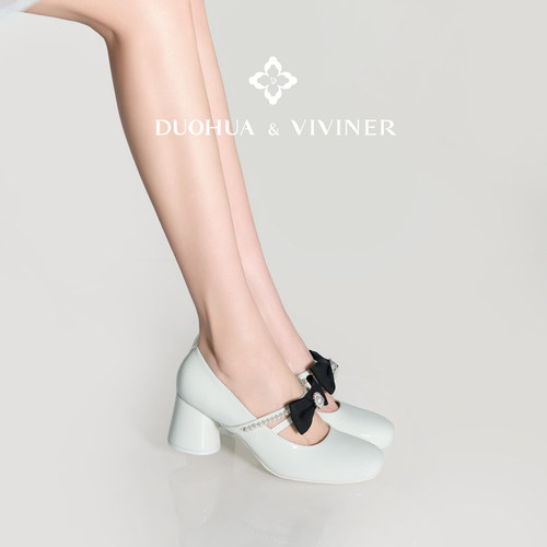 【李子璇同款】DV甜心玛丽珍新款水晶牛皮法式单鞋DUOHUA&VIVINER