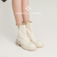 DV秋冬新款 百搭短筒靴靴子女靴DUOHUA&VIVINER 白色短靴女时尚