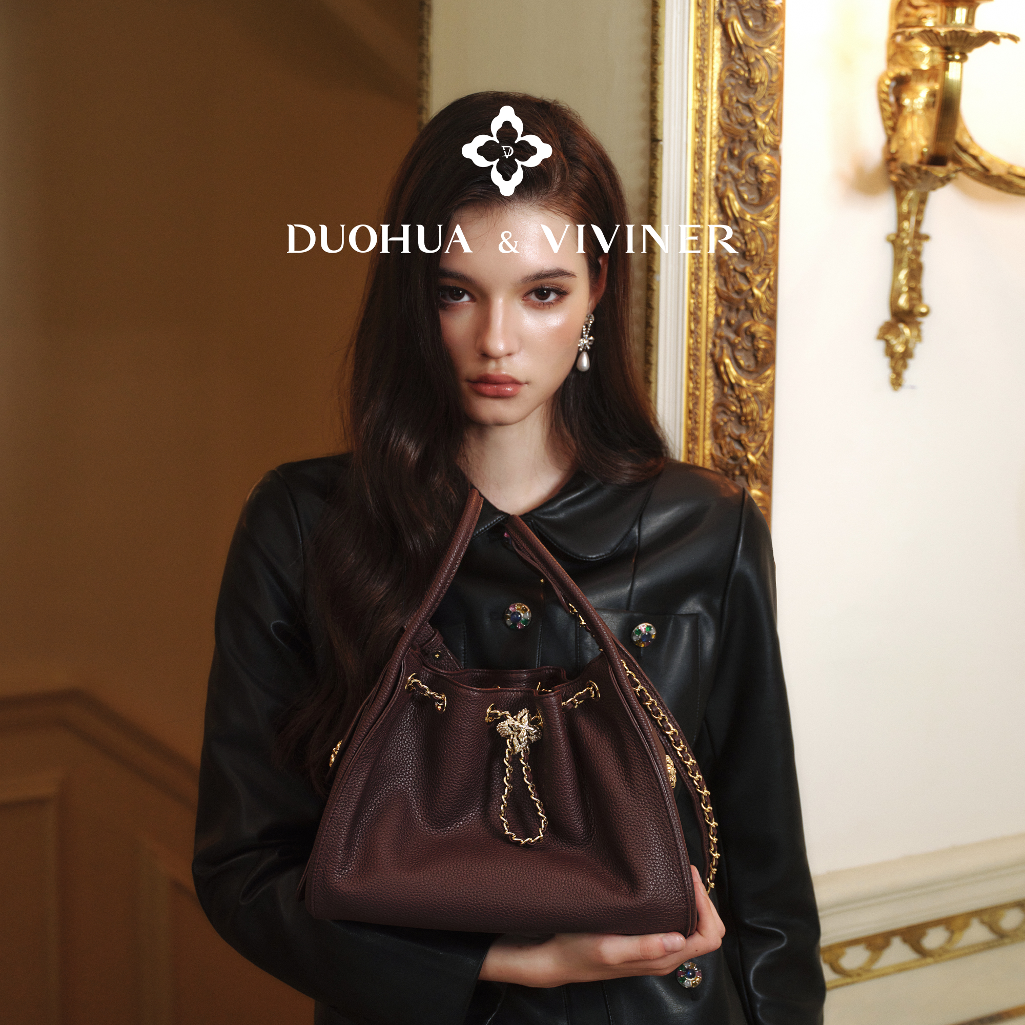 DV经典hobo包头层Togo小牛皮通勤包单肩斜挎包女DUOHUA&VIVINER