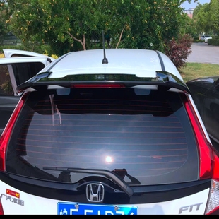 适用于本田飞度尾翼14-20款飞度改装RS潮跑GK5原厂带灯尾翼定风翼