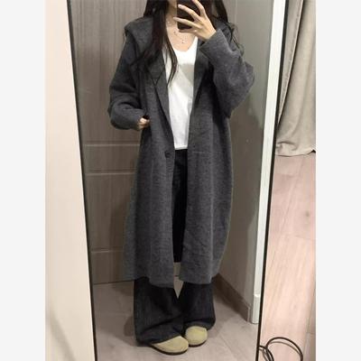 韩式慵懒风格连帽长过膝