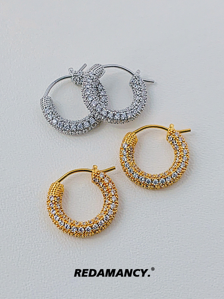 REDAMANCY绝美满钻圈圈耳环女欧美ins圆形小号耳扣Jennie同款耳饰,饰品/流行首饰/时尚饰品新,耳环,淘宝优惠券,粉丝福利购,淘宝优惠卷