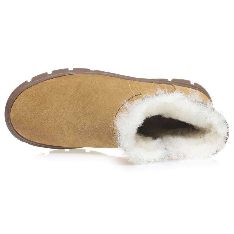 真皮雪地靴女冬季加绒加厚马丁靴羊毛短靴厚底妈妈东北大棉鞋惠州