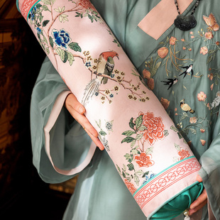 新中式客厅沙发长条抱枕红木罗汉床圆形扶手枕飘窗扶手靠枕春满园