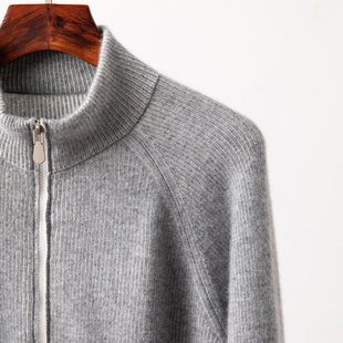 2025秋冬新款百分百纯山羊绒开衫男装拉链宽松加厚外套毛衣大码